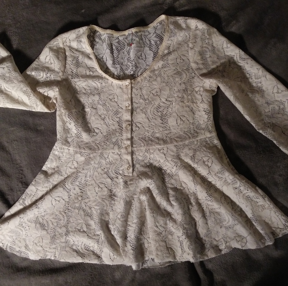 Free People lace peplum Henley